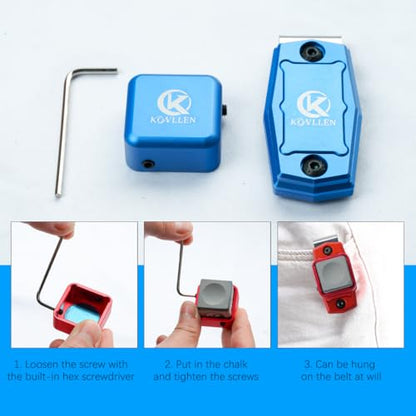 KONLLEN Magnetic Pool Chalk Holder Aluminum Alloy Belt Clip | Portable design, durable metal construction, quick access,metal cue chalk case for pool, snooker and carom - color: Blue