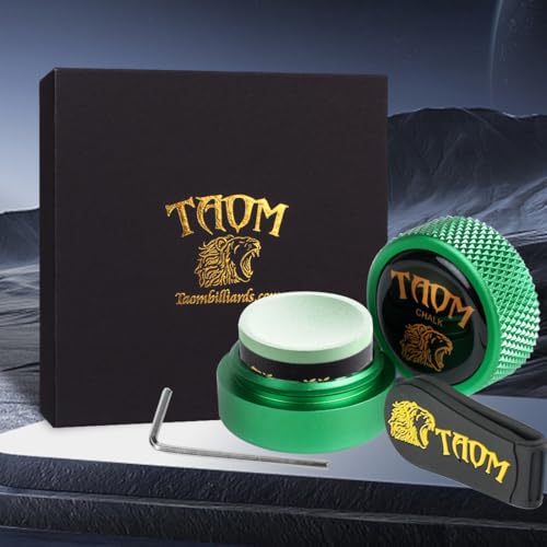 TAOM Upgrade Pool Chalk Holder Round Shaped Practical Tool Billiards Accessories Magnetic Mini Chalk Tip Case Container Round Box Billiards,Cue Tip Tool Scuffer Shaper - color: 1-Gift Set-Green with 2.0 Green