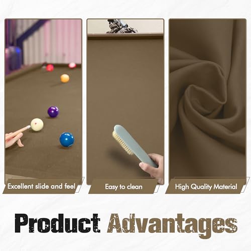 Pool Table Felt Cloth Billiard Cloth with 6 Pcs Cloth Strips and Staple Remover Pool Table Felt Replacement Kit Parts - color: Tan, size: 7ft