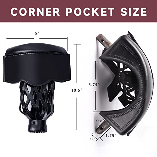 GSE Games & Sports Expert Set of 6 Heavy Duty PU Leather Billiard Pool Table Pockets, Billiard Pool Table Accessories (Several Colors & Styles Available) - color: Black - Smooth