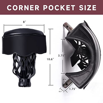 GSE Games & Sports Expert Set of 6 Heavy Duty PU Leather Billiard Pool Table Pockets, Billiard Pool Table Accessories (Several Colors & Styles Available) - color: Black - Smooth
