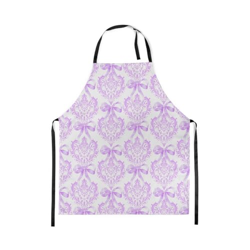 Manfei Blue Bowknot Kids Kitchen Apron - color: Purple