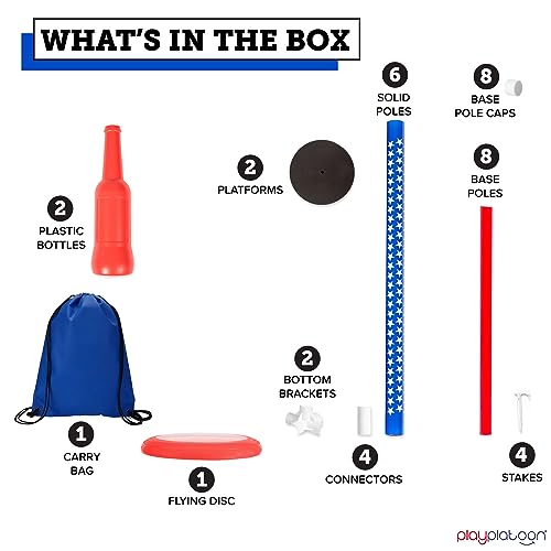 Play Platoon Bottle Jam Flying Disc Game for Teens & Adults to Play Outdoors - Fourth of July Yard Set Tailgate Party Game - color: Red, White & Blue