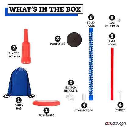 Play Platoon Bottle Jam Flying Disc Game for Teens & Adults to Play Outdoors - Fourth of July Yard Set Tailgate Party Game - color: Red, White & Blue