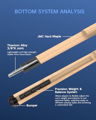 KONLLEN Maple Pool Cue Stick for Adults - Features Low Deflection Shaft, Titanium Alloy 3/8x8 Joint, and 12mm Tip - color: K-01-set