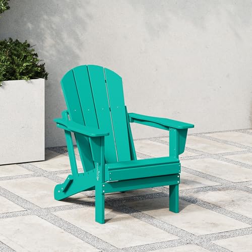 WestinTrends Malibu HDPE Outdoor Patio Folding Poly Adirondack Chair, Turquoise - color: Turquoise, size: 1 Chair