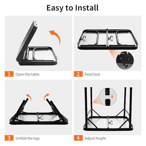 2FT Small Camping Portable Table, Black Aluminum Frame, Adjustable Height up to 21", Lightweight Carry Handle, Portable for Travel, Camping Outdoor Use - size: 2 ft × 1.3 ft × 1.78 ft H, No Umbrella Hole