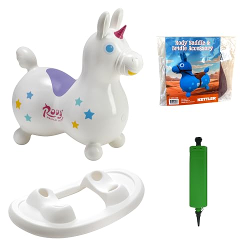 Gymnic Rody with Rocking Base and Saddle (White Unicorn & Rocking Base with Saddle) - color: White Unicorn & Rocking Base With Saddle