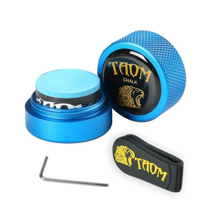 TAOM Pool Chalk Holder Round Shaped Practical Tool Billiards Accessories Magnetic Mini Chalk Tip Case Container Round Box Billiards - color: 4-Blue with Pyro Blue Chalk and Clip