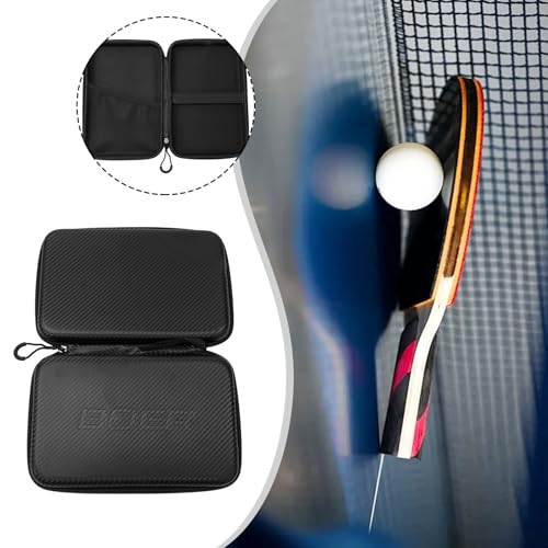 Table Tennis Paddle Case EVA Hard Shell Protective Cover Bag with Zip Pocket for Ping Pong Bat Storage, Shock-Resistant Lightweight Racket Holder Travel Carrying Black 290x195x50mm
