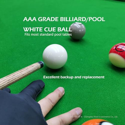 2-Pack White Billiard/Pool Cue Balls for Billiard Table Accessory Replacement Training, 2-1/4" Regulation Size 6 oz with Three Finger Billiard Gloves and 6 Pool Table Marker Spots/Dots