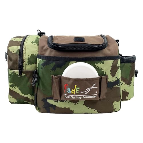Mint Discs Fade Gear Crunch Box Disc Golf Bag | Black | Beginner Disc Golf Bag | 14+ Disc Capacity | Shoulder Strap & Harness Option - color: Camo, size: Shoulder Strap