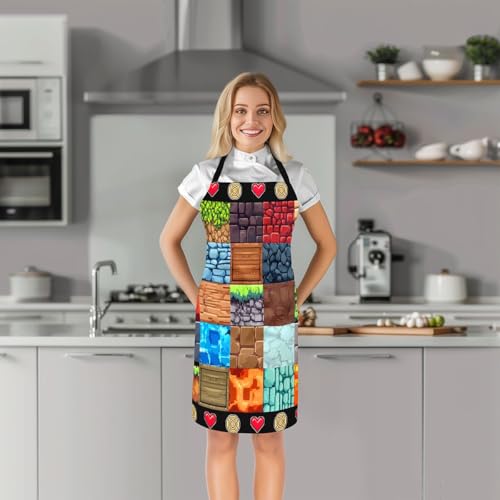 Castle Fairy Basketball Kitchen Apron - color: Game Plaid