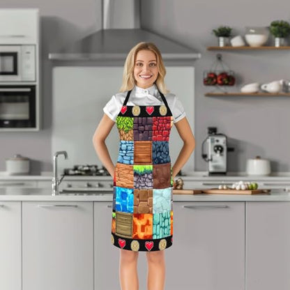 Castle Fairy Basketball Kitchen Apron - color: Game Plaid