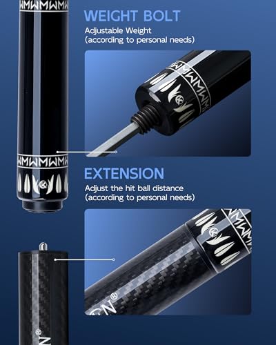 KONLLEN Maple Pool Cue Stick for Adults - Features Low Deflection Shaft, Titanium Alloy 3/8x8 Joint, and 12mm Tip - color: YG1-set