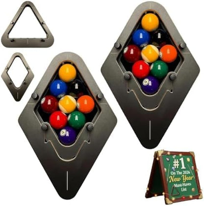 Heavy Duty Solid Wood Billiard Rack - Professional Triangle/Diamond Pool Ball Racks for 8-Ball & 9-Ball, Eliminates Gaps, Essential Billiards Accessory 9-ball2 - color: 9-ball2