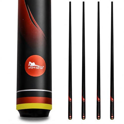 HMQQ 58" One Piece Fiberglass Pool Cue Stick Set of 4, 21oz Warp-Resistant Billiard Cues with Leather Tip, Premium Matte Finish Bar Pool Sticks for House Use, Red & White - color: Red