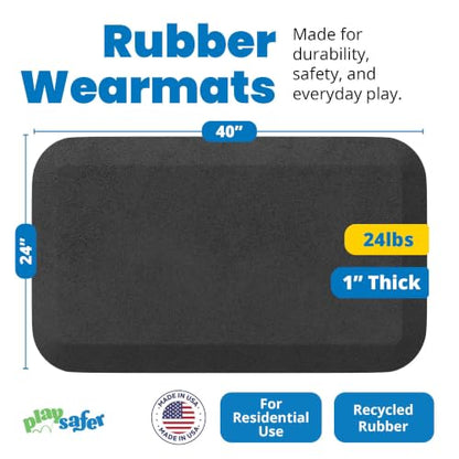 Playsafer Playground Safety Rubber Wearmat for Swingsets and Slides - 1" Thick X 24" W X 40" L (1 Pack, Gray) - color: Grey, size: 1 Pack (40" L x 24" W x 1" Thick)