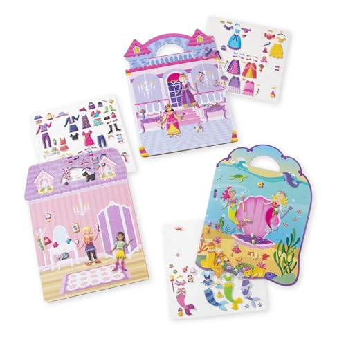 Melissa & Doug Puffy Sticker Activity Books Set of 3 – Dress-Up, Princess & Mermaid, with 208 Reusable Stickers and Fold-Out Scenes, Mess-Free Travel Toys for Kids Ages 4+ - FSC Certified - style: Dress-Up, Princess & Mermaid