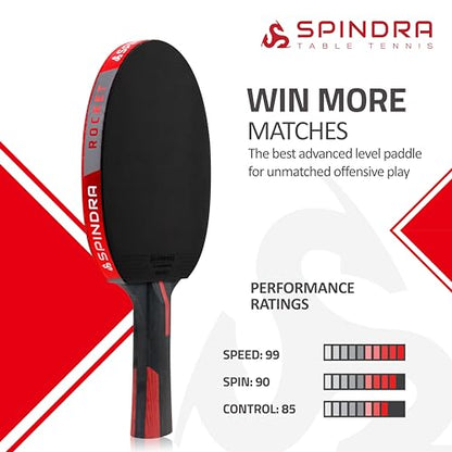Rocket Performance Level Ping Pong Paddle, Intermediate/Advanced Table Tennis Paddle with 2MM Offensive Rubber, 2MM Afterburner Sponge, Included Protective Case to Accelerate Your Game