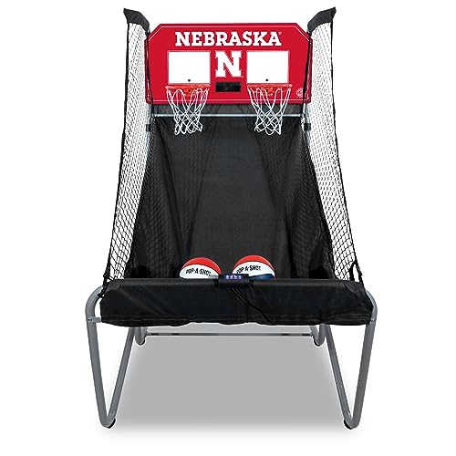 Pop-A-Shot - Home Dual Shot with NCAA Graphics l Sensor Scoring l 16 Game Modes l 7 Balls l Foldable Storage l for All NCAA Fans - style: Nebraska Cornhuskers