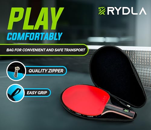 Professional Ping Pong Paddle – A Table Tennis Racket to Take Your Skill to the Next Level with Carbon Fiber Technology & Ergonomic Design – Premium Rubber & Sponge for Powerfull Speed & Spin.