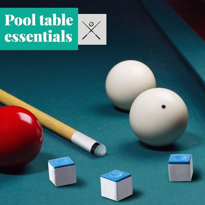 Junkin 24 Pool Cue Chalks and 24 Billiard Cue Tips Replacement Kit with Ferrules Blue Chalk Pool Table Accessories for Table Chalk Cubes Screw on Billiard Tip for Home Tournament Use
