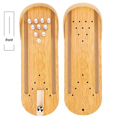 Mini Bowling Game Set Wooden Desktop Bowling Fun Stress Relief Game for Office Adults Wood Metal 11.64 Inch