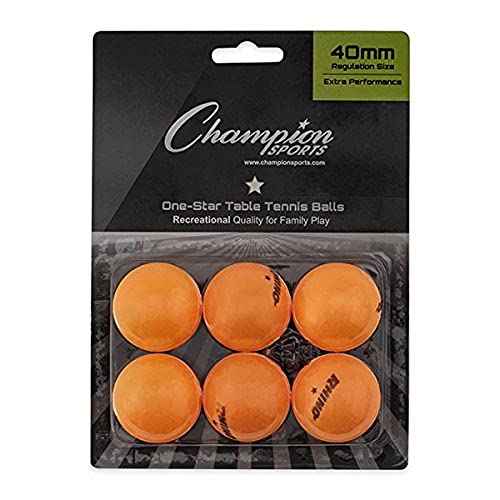 Champion Sports Champion Sports Table Tennis Balls - color: Orange, size: 1 Pack of 6 Balls