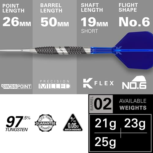 Target Darts 975 Ultra Marine 97.5% Tungsten Steel Tip Darts Set - Swiss Point Darts with K-Flex Integrated Flight and Shaft – Includes Dart Takoma Wallet, SP Tool, Dart Tips - size: 23G, style: Barrel 02
