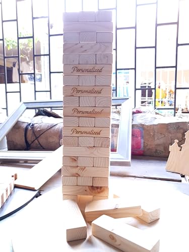 Personalized Giant Tumbling Timbers/Stacking Blocks Game with Wooden Box/Size 4.7inch (12cm)