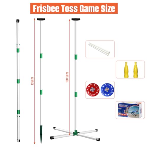Kovshuiwe Flying Disc Game Set, Bottle Smash Disc Toss Game- Indoor & Outdoor Team Game, Disc Toss Outdoor Games Height Adjustable Bottle Drop Set-Play at The Beach, Lawn, Backyard, Park, Tailgating