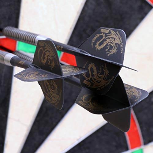 CUESOUL 6 Pieces ROST Integrated Dart Shaft and Flights - color: Shaft Length 28mm-Big Wing Shape-Black Dragon