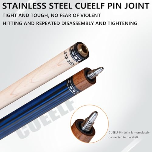 CUEELF Pool Cue Stick Low Deflection Hand-Made Inlay Billiard Cue 58'' Professional Billiard Pool Cue Stick for Adults-12.5mm Tip,3/8 * 8 Joint - color: WD-CM-LAN