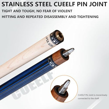 CUEELF Pool Cue Stick Low Deflection Hand-Made Inlay Billiard Cue 58'' Professional Billiard Pool Cue Stick for Adults-12.5mm Tip,3/8 * 8 Joint - color: WD-CM-LAN