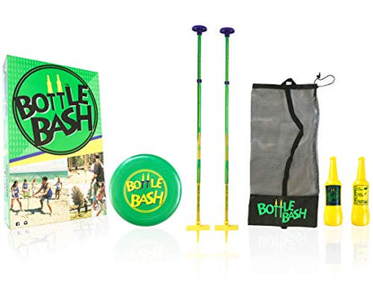 Bottle Bash Outdoor Flying Disc Game Set + Poleish Sports Bottle Bash Multi Surface Bases