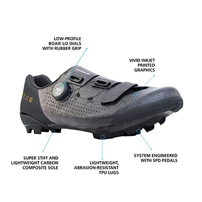 SHIMANO SH-RX801 Men’s Ultralight High Performance Gravel Racing Shoe - color: Black, size: 10