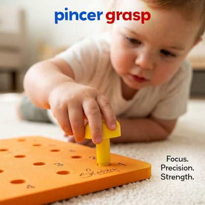 Skoolzy Peg Board Set - Montessori Toys for 2 Year Old - 33 Pc Peg Board for Kids - Occupational Therapy Toys with Pegs, Dice, Lacing String & Storage Bag - Montessori Toys for 2+ Year Old - style: Pegboard Set - 33pcs