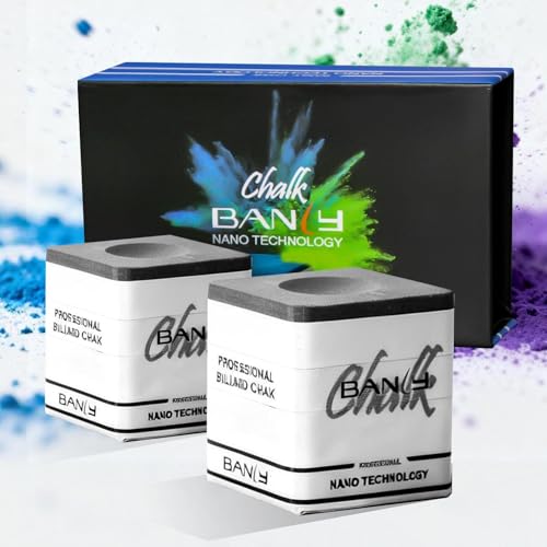 Banly Pool Cue Chalk, Nano Technology Billiard Chalk for Professional Tournament Standard, Low Dust, Super Dense, Suitable for Snooker/Pool/8-Ball - color: Gray-2 pcs