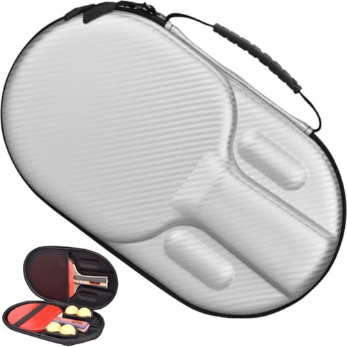 Pingpong Paddle Case Hard Shell Table Tennis Racket Case Pingpong Paddle Carry Case Pingpong Bat Cover Fit for 2 Paddles and 4 Balls - color: Silver