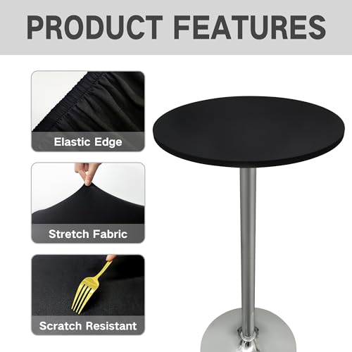 Small Round Fitted Table Cover Cocktail Table Topper Cap Elastic Tablecloth Stretch Spandex Table Cloth for Bar Pub Party Black 30 Inch - color: Black, size: 30" (Round)