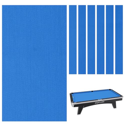 KONLLEN 9ft Pool Table Felt, 80/20 Wool Nylon Blend Billiard Table Cloth with Pre-Cut Strips, Professional Replacement Felt for Home & League Play - color: Blue
