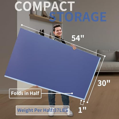 9ft Blue Mid Size Ping Pong Conversion Top Foldable Portable Table Tennis Table Top for Indoor Games