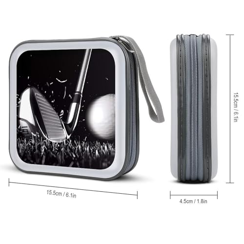 Black And White Golf CD Case 40 Capacity CD Holder Organizer Portable Zipper DVD Collection Storage Bag Compact Cases Storage Binder Plastic Holder Disc Car Home Travel