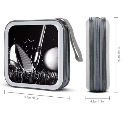 Black And White Golf CD Case 40 Capacity CD Holder Organizer Portable Zipper DVD Collection Storage Bag Compact Cases Storage Binder Plastic Holder Disc Car Home Travel