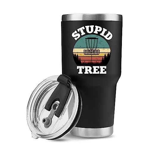 Panvola Stupid Tree Funny Disc Golf Player Vacuum Insulated Tumbler Retro Stainless Steel With Removable Lid Drinkware (30 oz) - style: 30 oz