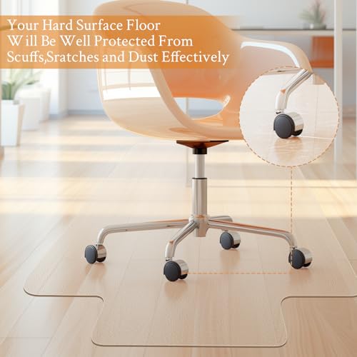 KMAT Office Chair Mat,Easy Glide Hard Wood Tile Floor Mats,Chair Mat for Home Office Rolling Chair,Heavy Duty Floor Protector -Anti-Slip-45 x53 with Lip - size: 45"x53", style: Hard Floor Mat With Lip