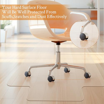 KMAT Office Chair Mat,Easy Glide Hard Wood Tile Floor Mats,Chair Mat for Home Office Rolling Chair,Heavy Duty Floor Protector -Anti-Slip-45 x53 with Lip - size: 45"x53", style: Hard Floor Mat With Lip