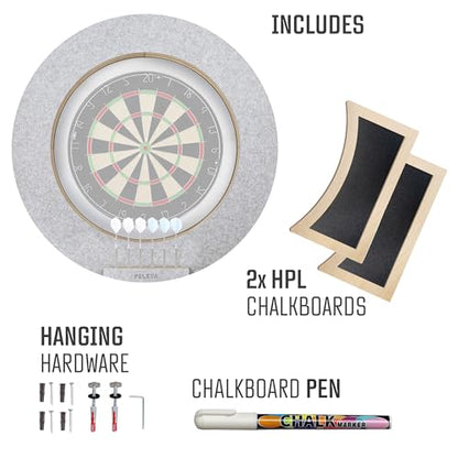 Dart Board Cabinet Set with LED Light; Bristle Dartboard, Built in LED Light, Darts and Chalkboards - color: Gray (Cabinet Only)