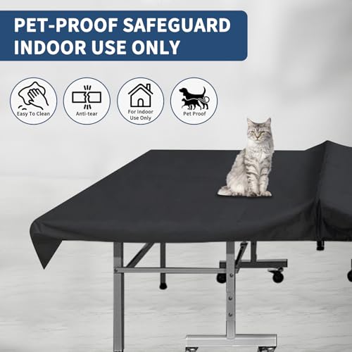 Femuar Outdoor Waterproof Table Tennis Cover, 72.8 x 65 x 27.5 in, Black